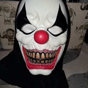 Creepy Clown Mask with Hood – Thick Foam Halloween Costume Accessory